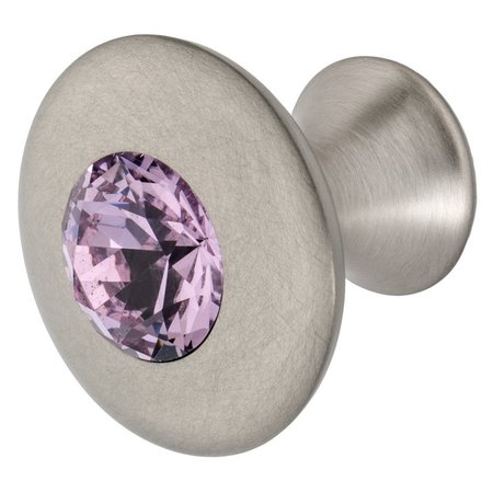 WISDOM STONE Felicia Cabinet Knob, 1-1/4 in dia., Satin Nickel with Pink Crystals 4210SN-P